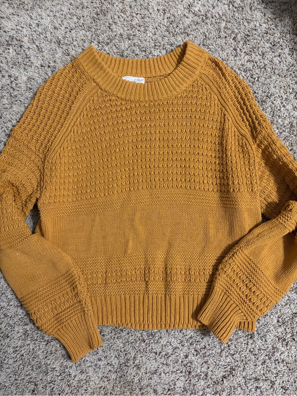 Universal Thread Mustard Waffle-Knit Crewneck Sweater
